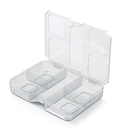 ORGANIZER NARZĘDZIOWY PRZEZROCZYSTY Z PRZEGRODAMI SQR BOX 20 NISKI SKRZYNKA