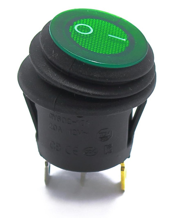 PRZEŁĄCZNIK HERMETYCZNY OKRĄGŁY ZIELONY 12V 20A