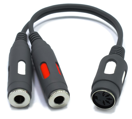 ADAPTER GNIAZDO DIN 5PIN ŻEŃSKI – 2X GNIAZDO JACK 6.3 TS MONO 6.3mm VITALCO