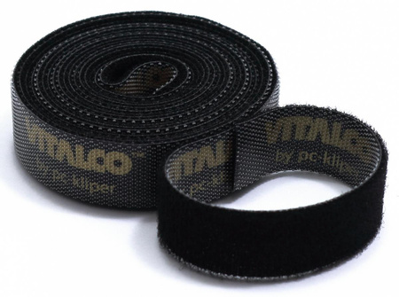 CZARNY ORGANIZER KABLI RZEP TAŚMA RZEPOWA VITALCO 15mm 2m