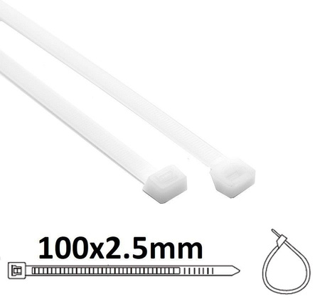 OPASKI KABLOWE 100/2.5 TRYTKI BIAŁE 100 SZTUK