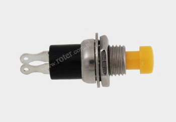 Przełącznik przyciskowy okrągły mały plastik, ff-(on) żółty