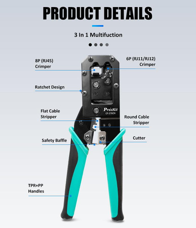 ZACISKARKA WTYKÓW 6P/8P kat.5/6/ CP-376CN Proski