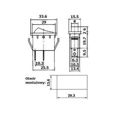 PRZEŁĄCZNIK PODŚWIETLANY ŚREDNI CZERWONY 12V
