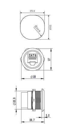GNIAZDO RJ45 CAT6 ROXTONE RAD24-C6 RJ-45 PANELOWE MONTAŻOWE Z ZAŚLEPKĄ