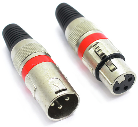 KOMPLET XLR 3 PIN VITALCO WTYK MIKROFONOWY MĘSKI ŻEŃSKI NA KABEL CZERWONY