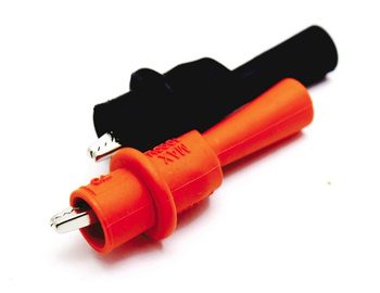 KROKODYLEK POMIAROWY NA WTYK BANAN 4mm CZERWONY