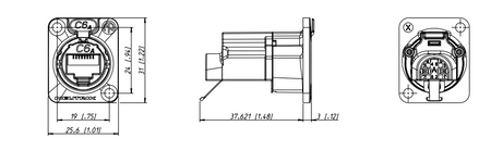 GNIAZDO RJ45 NE8FDX-Y6 ETHERCON TABLICOWE NEUTRIK MONTAŻOWE