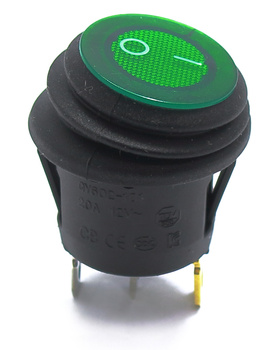 PRZEŁĄCZNIK HERMETYCZNY OKRĄGŁY ZIELONY 12V 20A