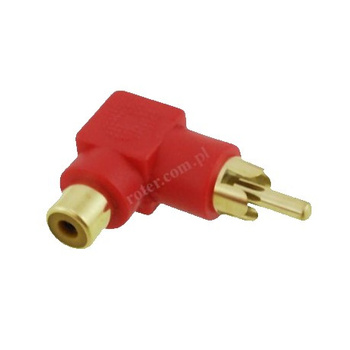 Adapter RCA kątowy złoty wtyk gniazdo czerwony