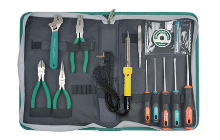 ZESTAW NARZĘDZI DO ELEKTRONIKI Z LUTOWNICĄ PROSKIT PK-2086B