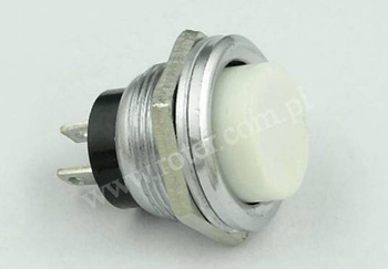 Przełącznik przyciskowy okrągły duży metal, off-(on) biały