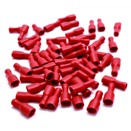 KONEKTOR IZOLOWANY PEŁNY ŻEŃSKI RED 4,8mm 100 sztuk