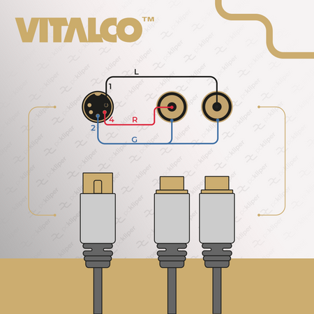ADAPTER WTYK DIN 5 PIN NA 2X GNIAZDO RCA VITALCO