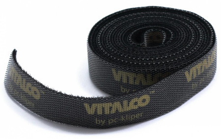 CZARNY ORGANIZER KABLI RZEP TAŚMA RZEPOWA VITALCO 15mm 2m