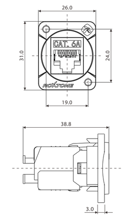 GNIAZDO RJ45 CAT6 ROXTONE RAD-C6A-IDC PANELOWE RJ-45 TABLICOWE MONTAŻOWE