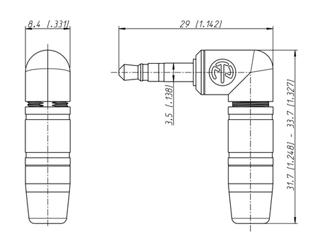 WTYK JACK 3.5 KĄTOWY STEREO TRS NTP3RC-B NEUTRIK