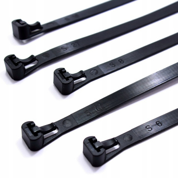 OPASKI KABLOWE OTWIERALNE 200/7.5 CZARNE 100 SZTUK