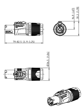 WTYK POWERCON ZASILAJĄCY NAC3FXXA-W-S NEUTRIK SIECIOWY