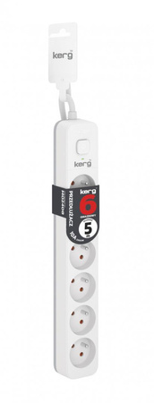 PRZEDŁUŻACZ Z UZIEMIENIEM 6 GNIAZDA 5M KERG M02408 Z WYŁĄCZNIKIEM