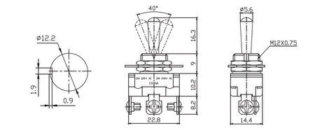 PRZEŁĄCZNIK DŹWIGNIOWY SMAOCHODOWY ASW-23-103A 240V 10A