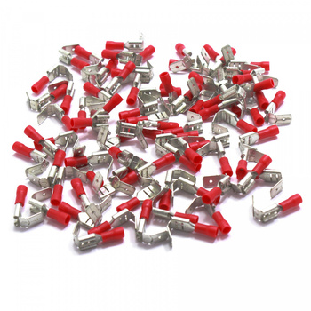 KONEKTOR 6,4 ŻEŃSKI Z ODCZEPEM CZERWONY 100 SZT