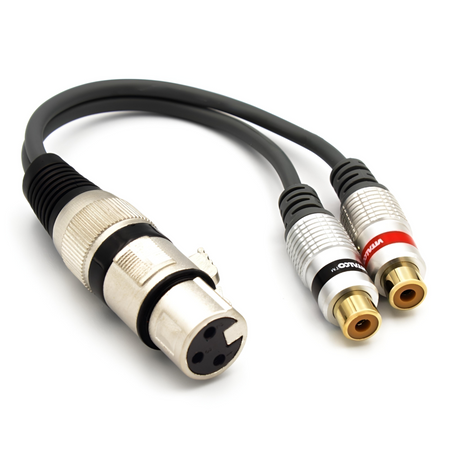 ADAPTER PRZEJŚCIÓWKA WTYK XLR 3 PIN ŻEŃSKI NA 2X GNIAZDO RCA VITALCO