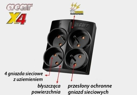 Listwa zasilająca ACAR X4 1,5m czarny