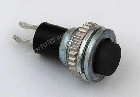 Przełącznik przyciskowy okrągły metal, off-(on) czarny