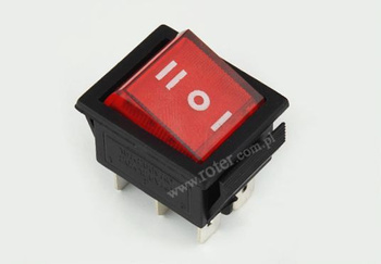 Przeł. podśw. duży AC 3 pozycyjny czerwony