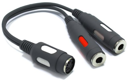 ADAPTER GNIAZDO DIN 5PIN ŻEŃSKI – 2X GNIAZDO JACK 6.3 TS MONO 6.3mm VITALCO