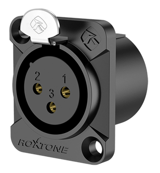 Gniazdo XLR 3 pin żeńskie Roxtone RX3FD-BG montaż
