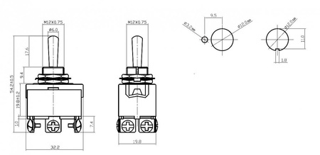 PRZEŁĄCZNIK DŹWIGNIOWY 6PIN ON OFF ON VS5361 VITALCO