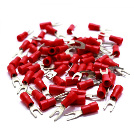KONEKTOR WIDEŁKOWY IZOLOWANY WIDEŁKI 3,2mm 100 SZT CZERWONY
