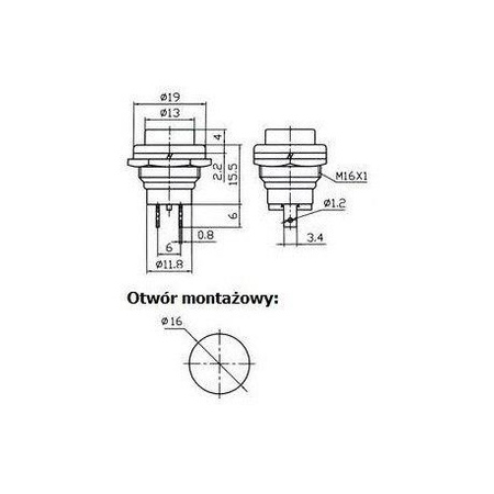PRZEŁĄCZNIK PRZYCISKOWY CHWILOWY ŻÓŁTY OFF-(ON)