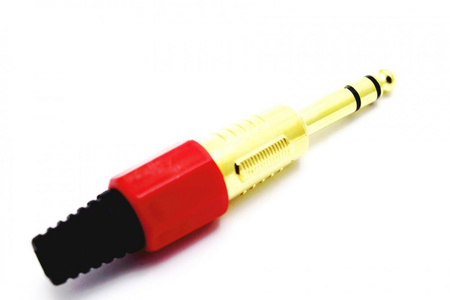 WTYK JACK 6.3 STEREO ZŁOTY GUMOWANY CZERWONY