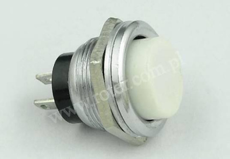 Przełącznik przyciskowy okrągły duży metal, off-(on) biały