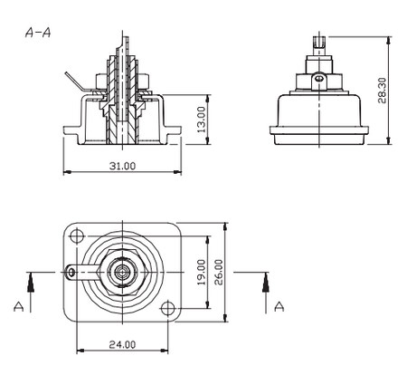 GNIAZDO RCA NF2D-B-9 NEUTRIK TABLICOWE BIAŁE MONTAŻOWE PANELOWE CINCH