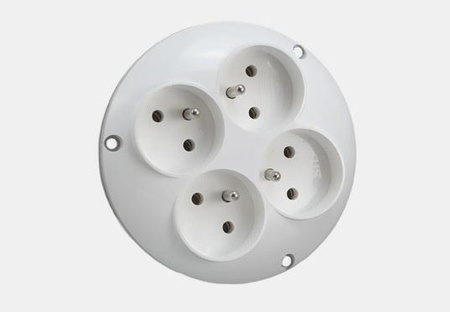 TRÓJNIK ELEKTRYCZNY ROZGAŁĘŹNIK 4 GNIAZDA OKRĄGŁE Z UZIEMIENIEM ZŁODZIEJ