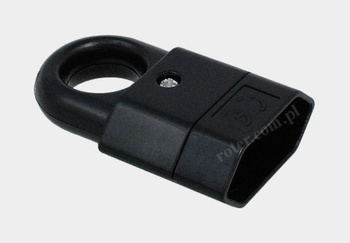 Gniazdo sieciowe płaskie z uchwytem czarne 2,5A/250V