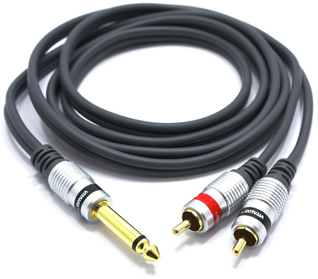 KABEL JACK 6,3 MONO - 2x WTYK RCA CINCH VITALCO MK80 1M