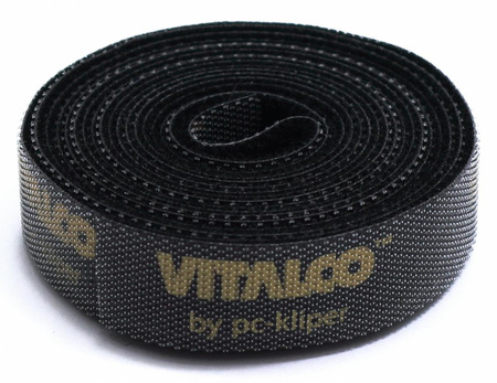 CZARNY ORGANIZER KABLI RZEP TAŚMA RZEPOWA VITALCO 15mm 2m