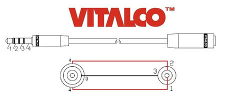 ADAPTER MIKROFONU GNIAZDO JACK 3.5 TRS NA WTYK JACK 3,5 TRRS