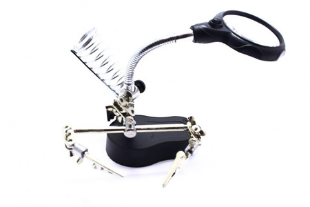 UCHWYT TRZECIA RĘKA Z LUPĄ LED ZD-126-2 3.5X 12X