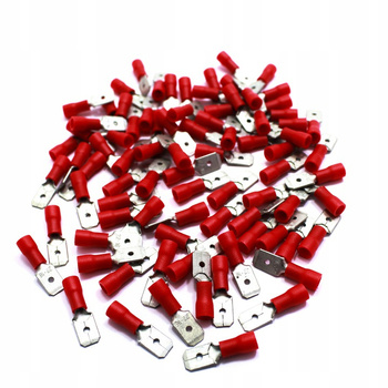 KONEKTOR IZOLOWANY MĘSKI CZERWONY 6.4mm 100 SZT