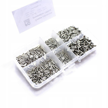 TULEJKI NIEIZOLOWANE ZAKOŃCZENIA KABLOWE ZESTAW TULEJEK 1000 SZTUK