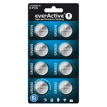 ZESTAW BATERII LITOWYCH 3V EVERACTIVE 8 SZTUK CR2032 CR2025 CR2016
