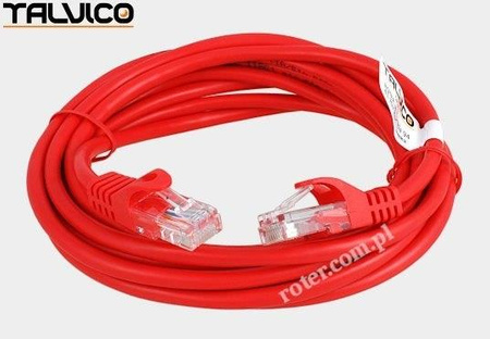 Patch cord UTP kat.5e CCA 3,0m czerwony 5P31