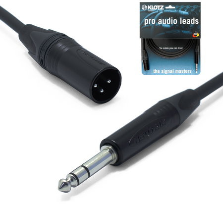 KABEL JACK 6.3 STEREO TRS - XLR 3 PIN MĘSKI 1m KLOTZ NEUTRIK