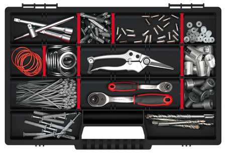 ORGANIZER SKRZYNKA NARZĘDZIOWA KUWETA NOR 30 195X290X35 Z PRZEGRODAMI